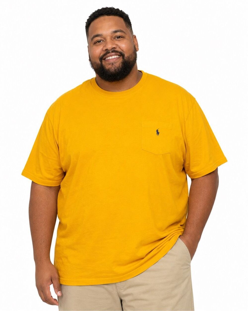 POLO RALPH LAUREN Men’s Classic Fit Pocket Crewneck T-Shirt Gold Yellow 4XB
